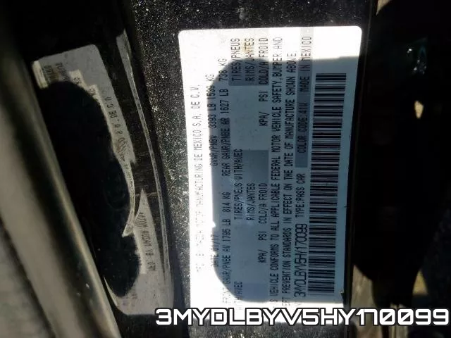 3MYDLBYV5HY170099