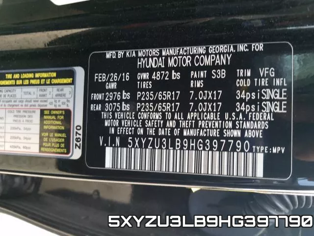 5XYZU3LB9HG397790
