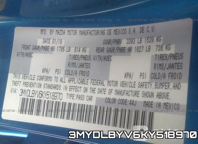 3MYDLBYV6KY518970