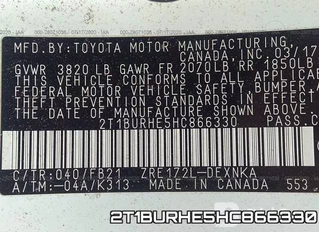 2T1BURHE5HC866330