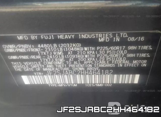 JF2SJABC2HH464182