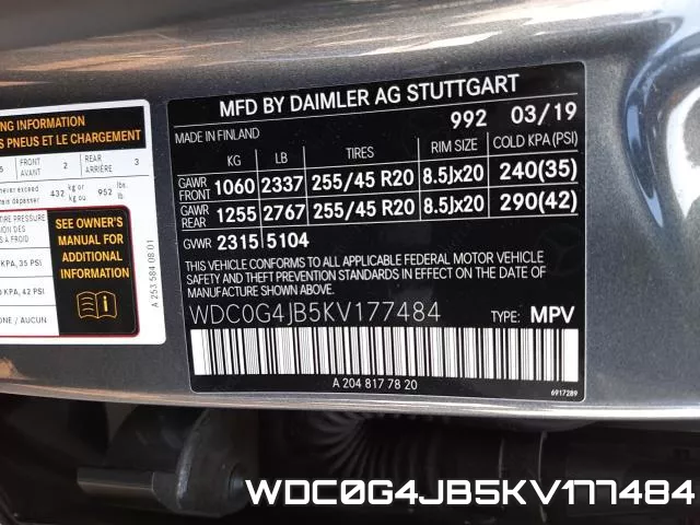 WDC0G4JB5KV177484