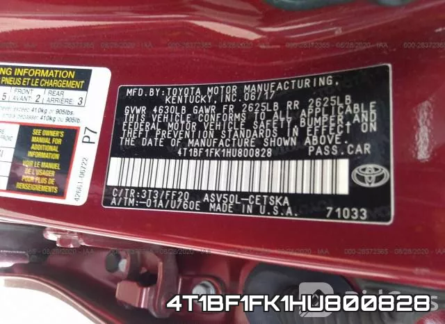 4T1BF1FK1HU800828