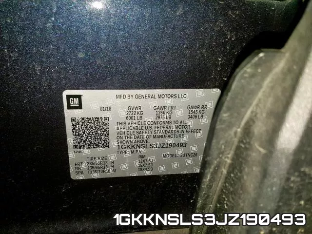 1GKKNSLS3JZ190493