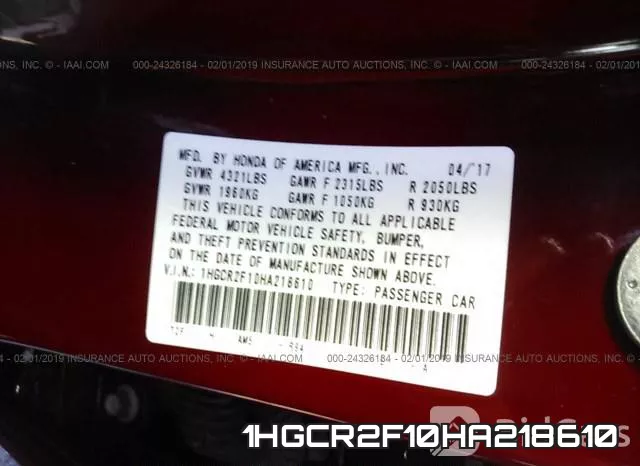 1HGCR2F10HA218610