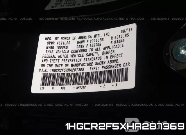 1HGCR2F5XHA287369
