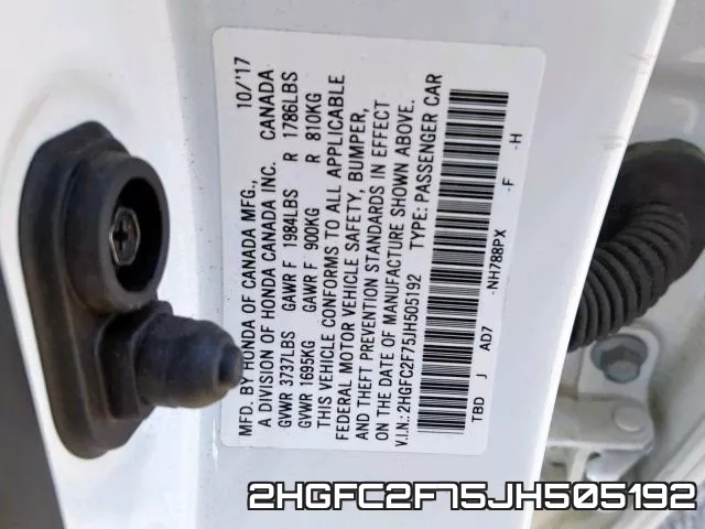 2HGFC2F75JH505192