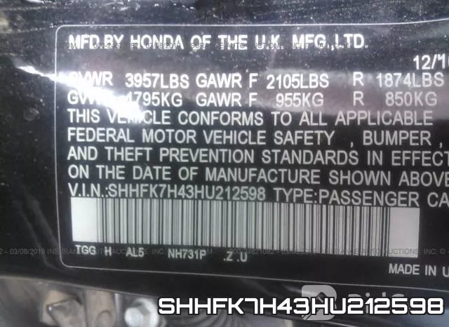 SHHFK7H43HU212598