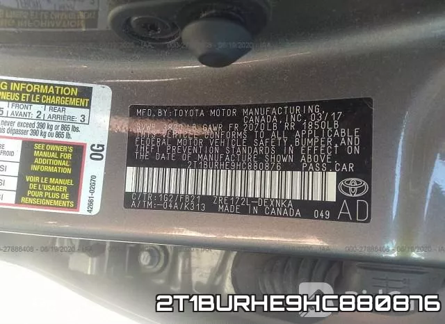2T1BURHE9HC880876