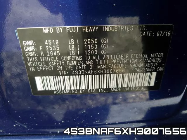 4S3BNAF6XH3007656