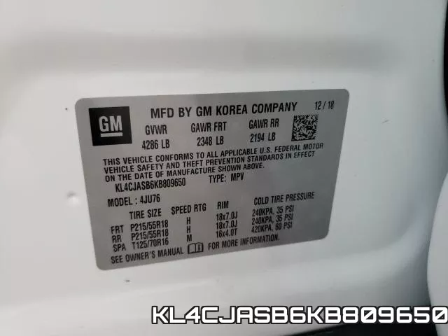 KL4CJASB6KB809650