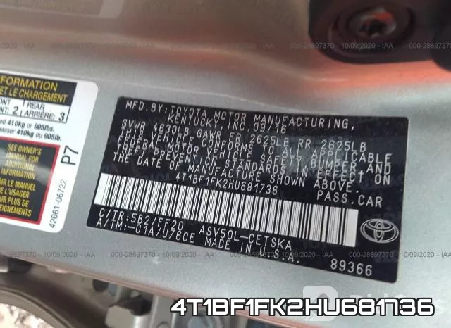 4T1BF1FK2HU681736