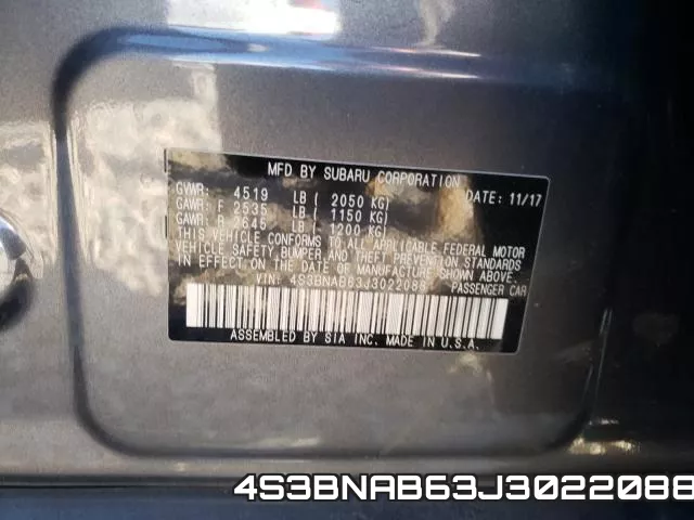 4S3BNAB63J3022088