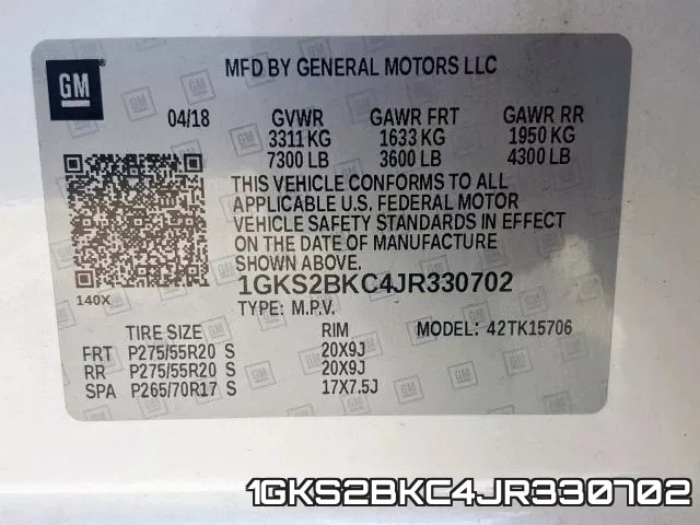 1GKS2BKC4JR330702
