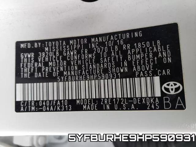 5YFBURHE9HP590931