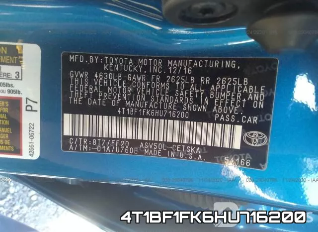 4T1BF1FK6HU716200