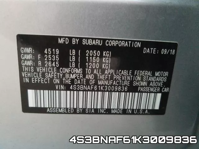 4S3BNAF61K3009836