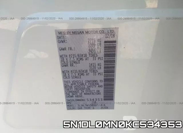 5N1DL0MN0KC534353