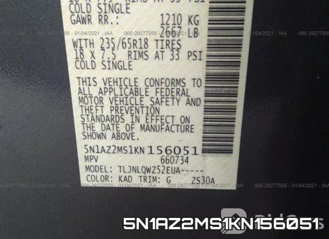 5N1AZ2MS1KN156051