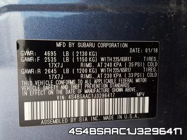 4S4BSAAC1J3296417