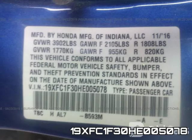 19XFC1F30HE005078