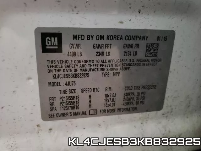 KL4CJESB3KB832925