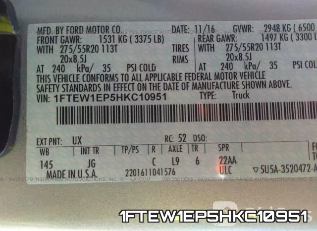 1FTEW1EP5HKC10951