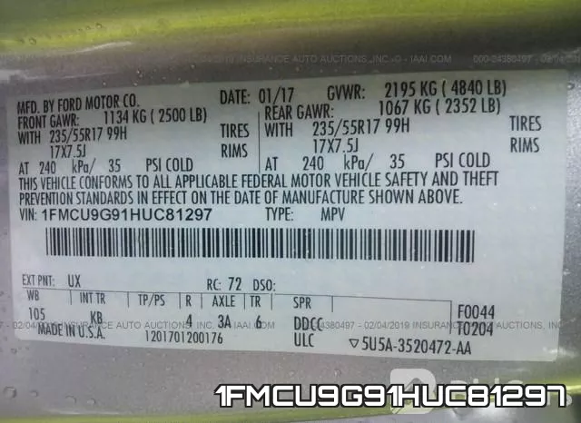 1FMCU9G91HUC81297