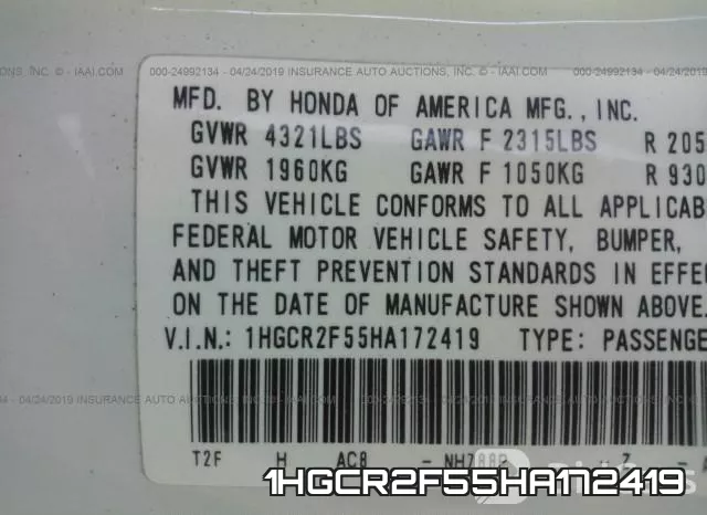 1HGCR2F55HA172419
