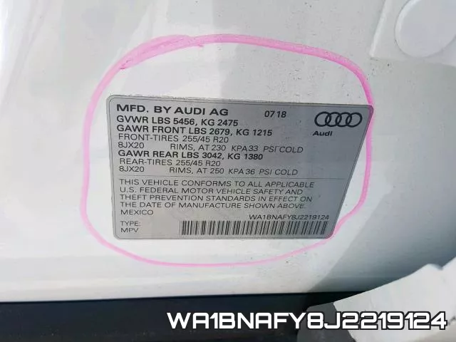 WA1BNAFY8J2219124