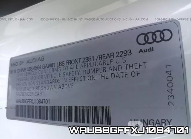 WAUB8GFFXJ1084701