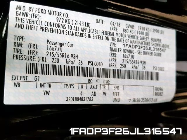 1FADP3F26JL316547