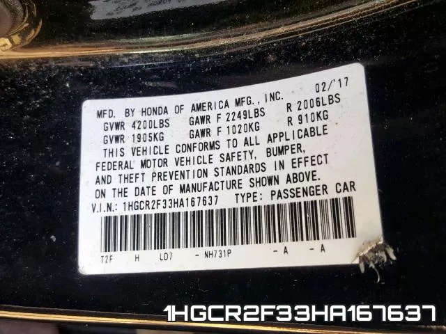 1HGCR2F33HA167637