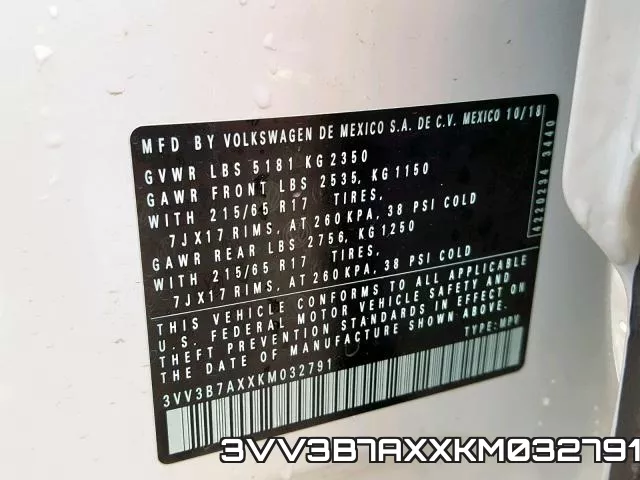 3VV3B7AXXKM032791