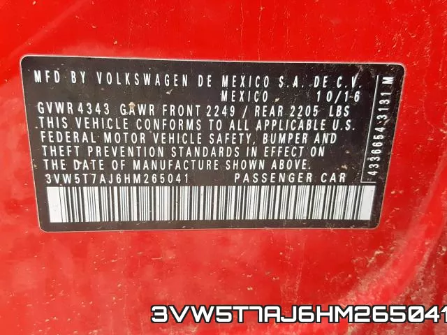 3VW5T7AJ6HM265041