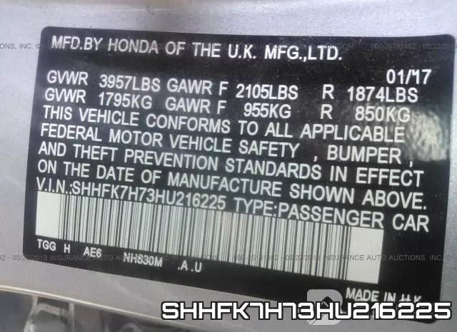 SHHFK7H73HU216225